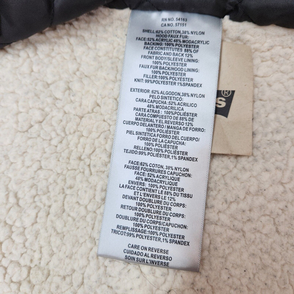 Levi's Women's Cotton Nylon Faux Fur Hooded Sherpa Parka Jacket Black Large - Picture 10 of 12